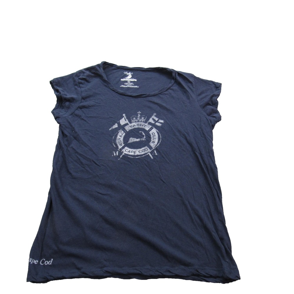 Cuffy's Cape Cod Shirt Womens‎ XL Navy Royal Yacht Club Graphic Tee Short Sleeve